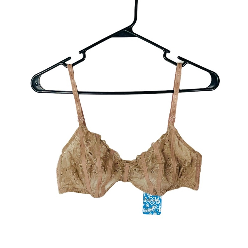 Free People intimately taupe lace bra lingerie intimate size large tan neutral